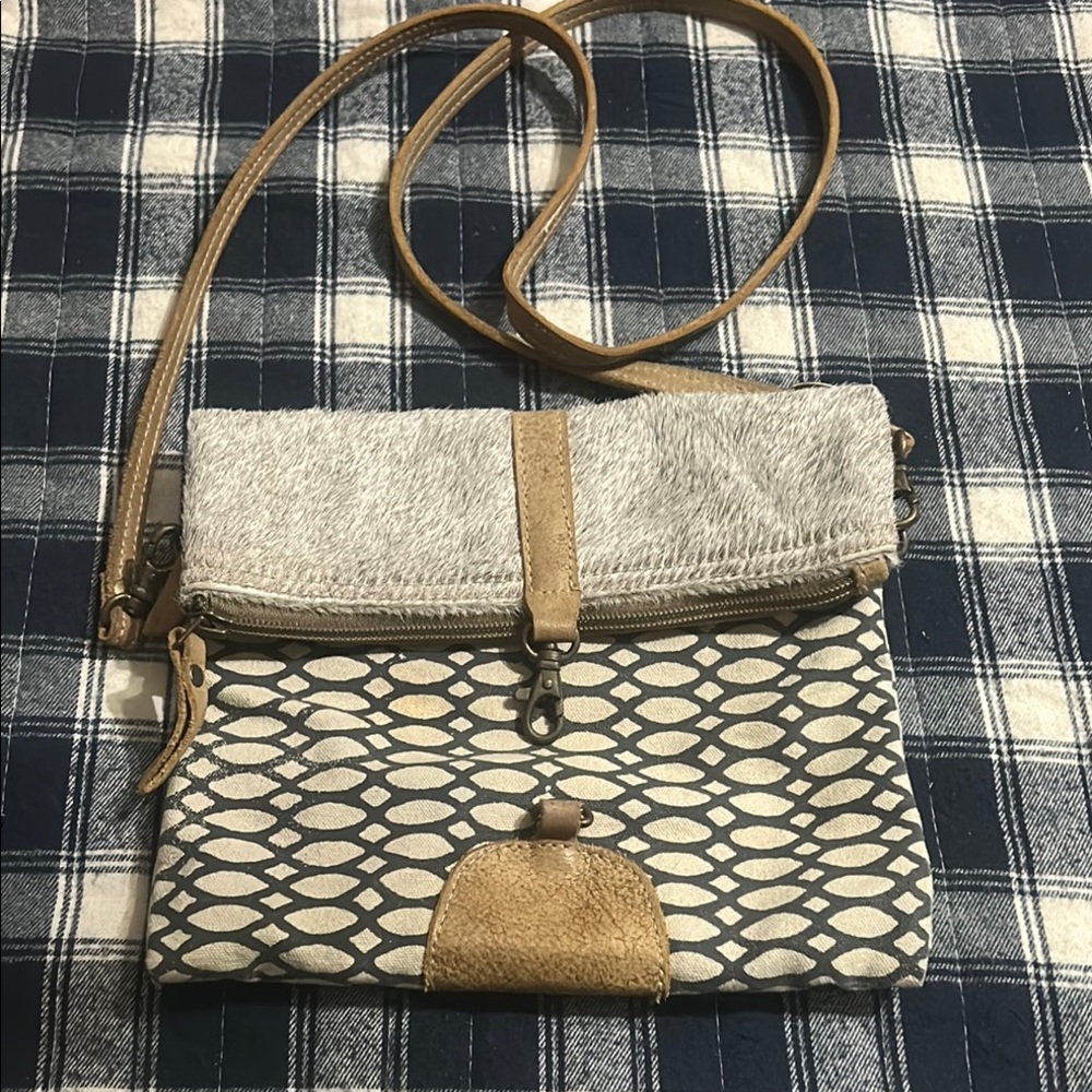 Myra Bag Stylish Tan and Gray Women's Bag